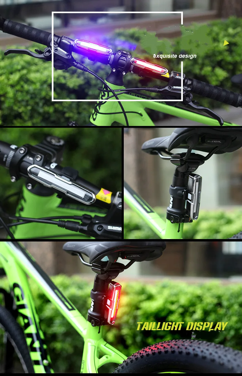 USB Rechargeable Front Rear Bicycle Light Lithium Battery LED Bike Taillight Cycling Helmet Light Lamp Mount Bicycle Accessories (8)