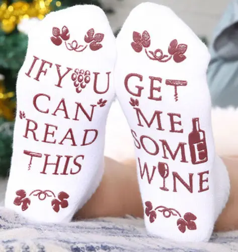 Модные женские туфли в стиле унисекс носки с пивными надписями «If You Can Read This с надписью Bring Me The вино подарок письмо носки - Цвет: Белый
