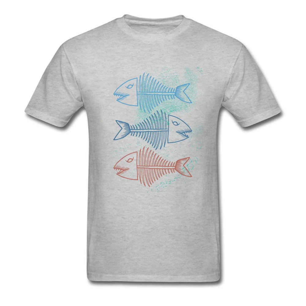 O Neck Fish Bones All Cotton Male Tshirts Casual Short Sleeve Tops T Shirt 2018 New Normal T-shirts Free Shipping Fish Bones grey