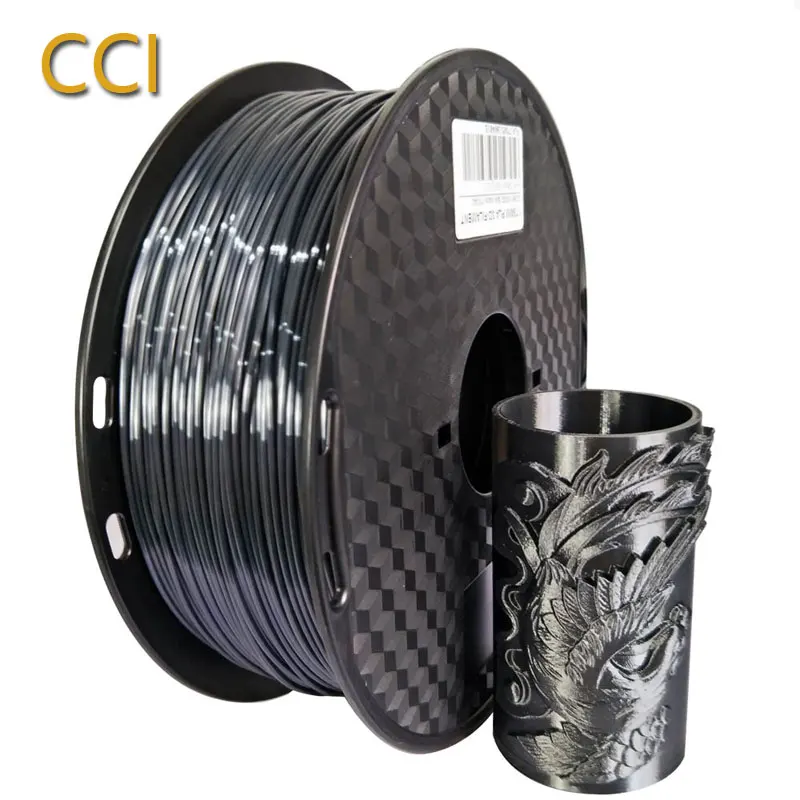 Дешево Шелк pla черный 1,75 мм 1 кг PLA шелковистый блеск 3d принтер нить блестящая фиолетовая красная медь шелк ощущение как печатные материалы