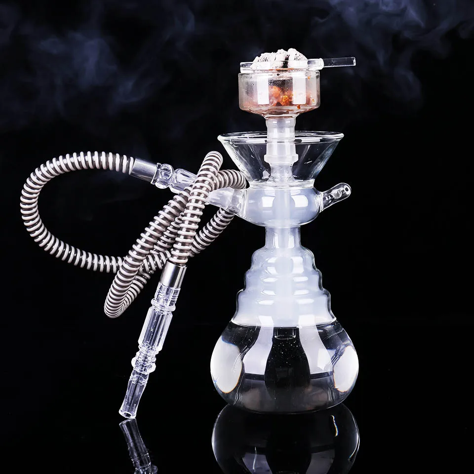

Acrylic Hookah Shisha narghile glass pipe with white silicone plastic tube Nargileh Smooking water pipes with glass bowl BD65C