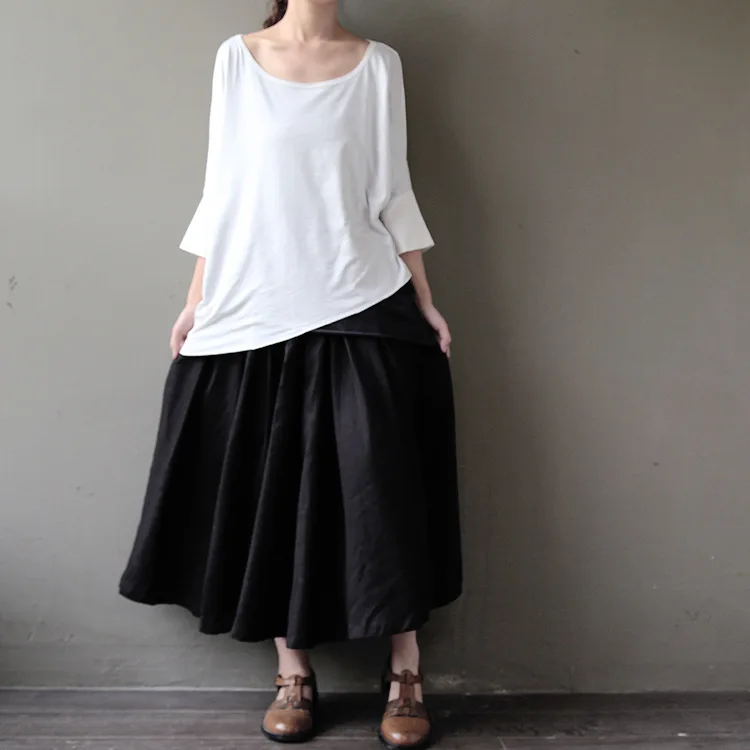 2017 New Chinese Style Original Women Ling Skirt Solid Color Loose Plus