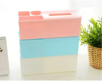 

1PC Creative Multi Pen Holder Paper Towel Case Tissue Box Office Desktop Jewelry Mobile Phone Sundries Storage Box OK 0212