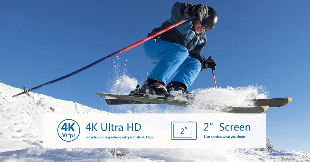Dual Screen 4K 30fps Wifi Sport Camera 4k Action Camera With Waterproof Housing Case and remote controller