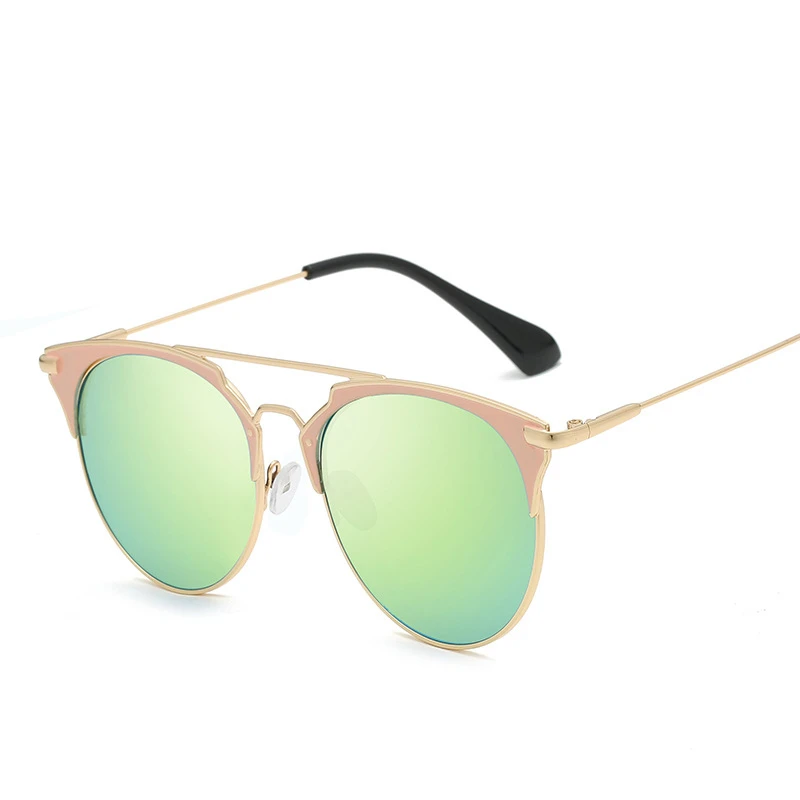 Роскошный бренд кошачий глаз солнцезащитные очки женские оттенок винтажные Ретро женские солнцезащитные очки круглые солнцезащитные очки для женщин zonnebril dames okulary - Цвет линз: Gold