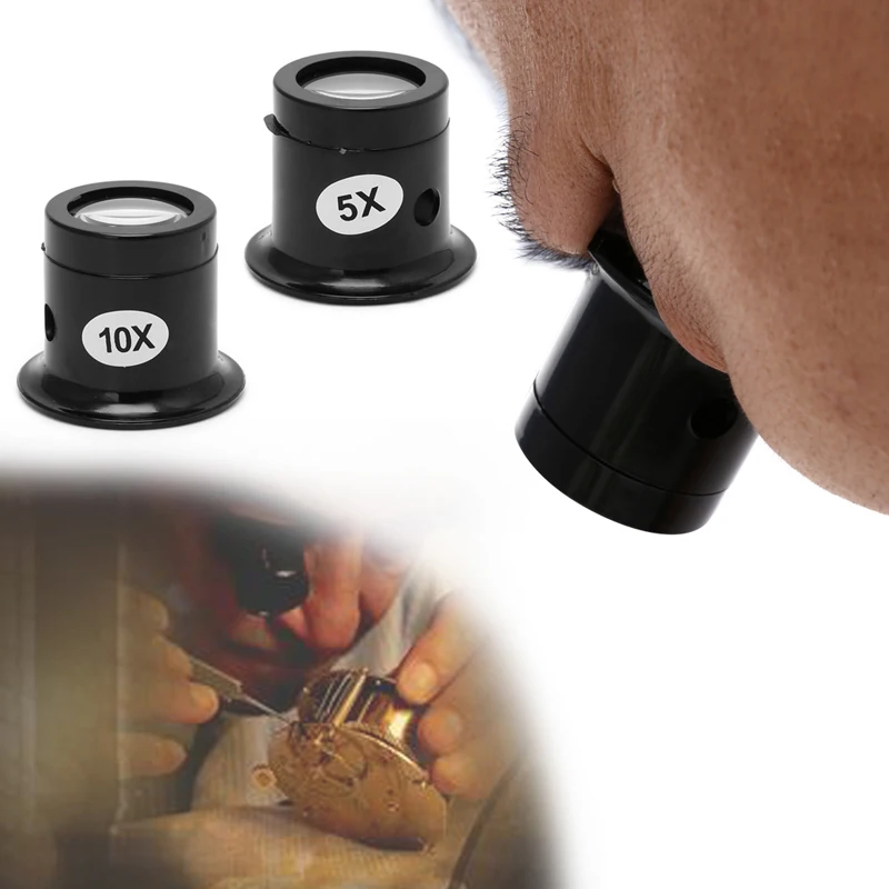 

5X 10X Monocular Magnifying Glass Loupe Lens Jeweler Tool Eye Magnifier -W128