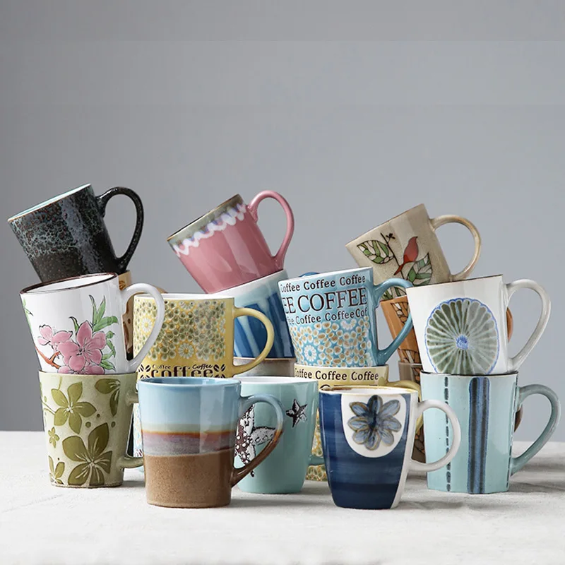 

2018 New design Hand Painted Ceramic mug,Unique Afternoon tea cups,Retro Ceramic Cup,Coffee Milk Tea Mug Drinkware