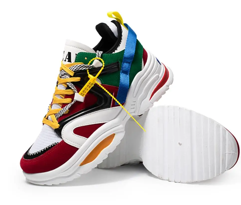 

Women Sneakers 2019 Multi color Thick Sole Ladies Platform Shoes Height Increasing Chunky Shoes Women Casual Shoes lovers shoes