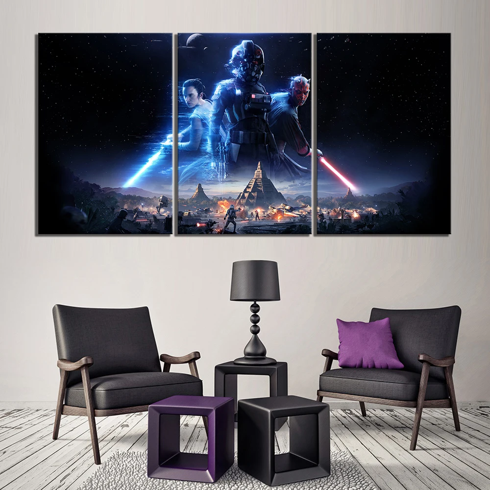 

Home Decor Canvas Paintings 3 Pieces Movie Star Wars Pictures Wall Art Printed Modular Poster Framework for Living Room Artwork