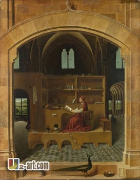 

Canvas Prints (Antonello da Messina st Jerome in His Study) Wholesale HD print oil painting on canvas for library Religion-336