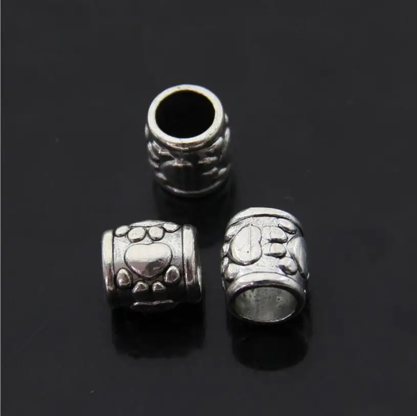 

20pcs/lot Antique Silver Spacer Beads Big Hole European Beads fit 6mm Leather Cord Charms Bracelet DIY Jewelry Making Z461