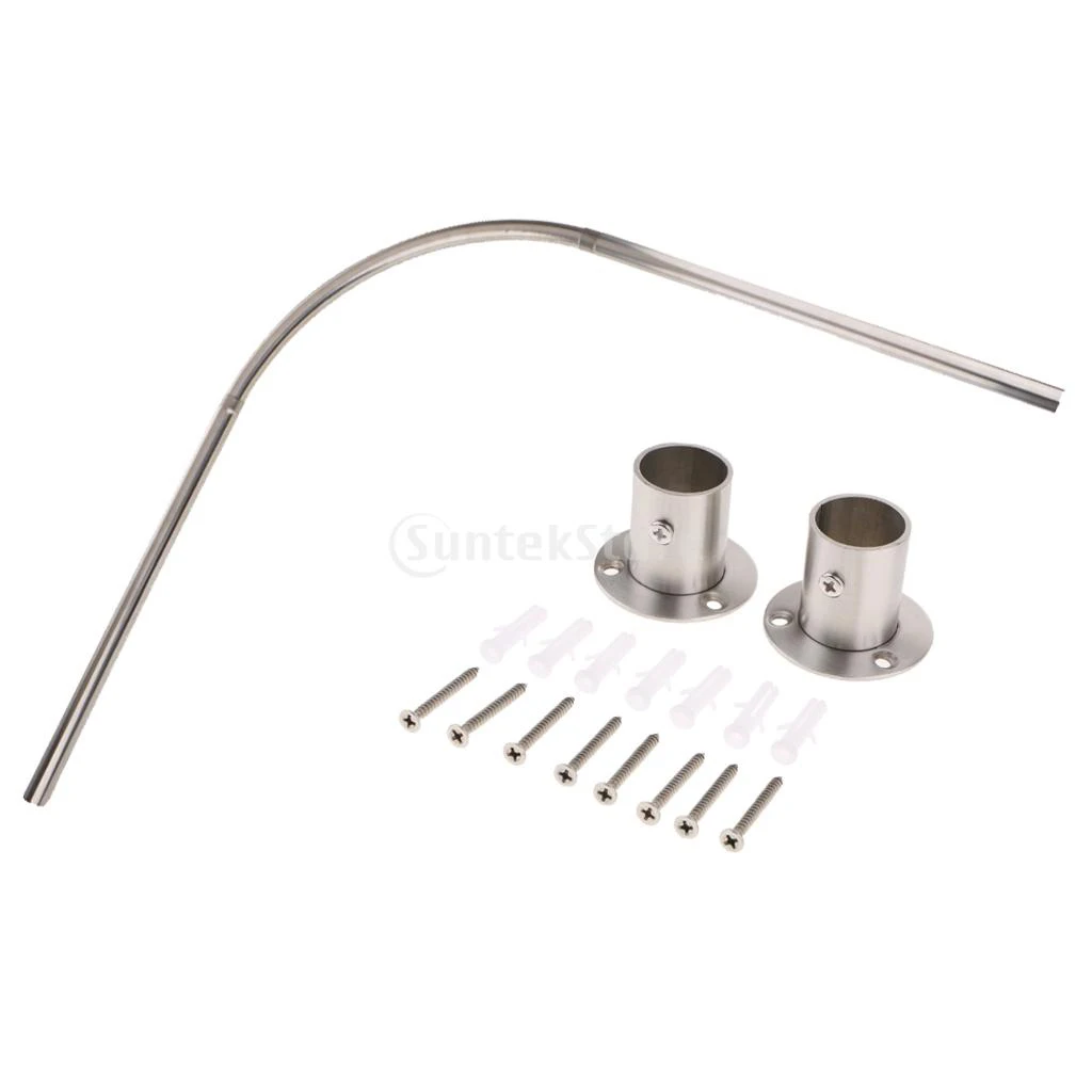 

Shower Curtain Corner Curved Rail Rod Pole Bath Tub Window Curtain Rod Rail Compatiable with Track, Clips, Slider, Hanger140cm