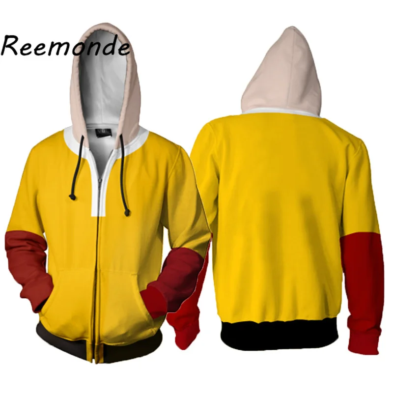 

New Aikooki One Punch Man 3D Hoodies Sweatshirt Yellow Hoodie Men's Game Anime Autumn/Winter Coats Men Jacket ONE PUNCH-MAN