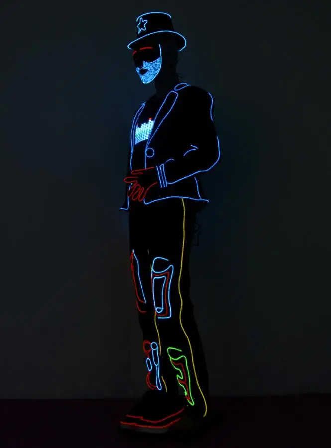 Светлый Костюм Tron legacy светодиодный костюм горящего мужчины оптоволоконный наряд