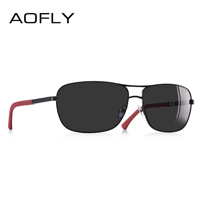AOFLY, фирменный дизайн, поляризационные солнцезащитные очки, мужские, для вождения, металлические, Ретро стиль, солнцезащитные очки для мужчин, UV400, Gafas Oculos De Sol AF8190 - Цвет линз: C1BLACK
