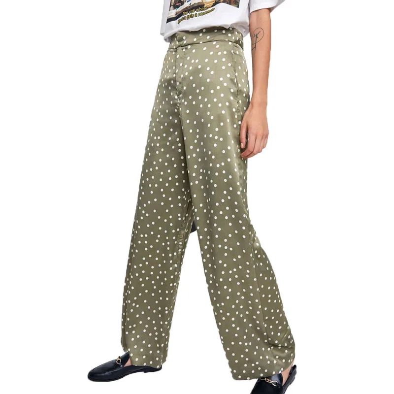 

Summer 2018 womens clothing casual dot pants women high waist pants wide leg pants