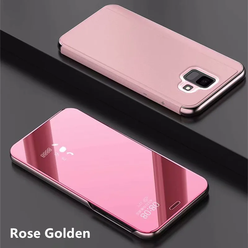 Зеркальный флип-чехол для samsung Galaxy S10 S9 S8 Lite J2 J3 J4 J5 J6 J7 Duo Pro Plus Prime Core Smart Clear View - Цвет: RoseGolden
