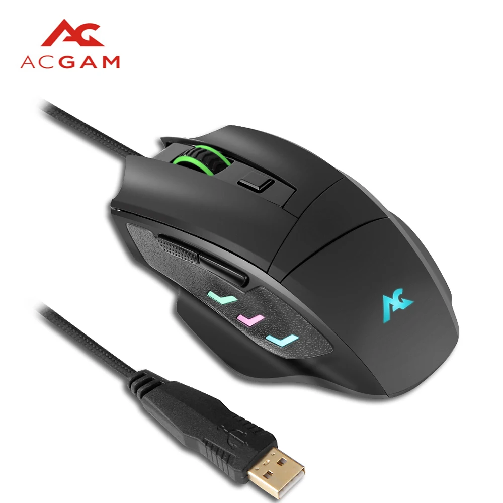Originele ACGAM G402 RGB Backlight PMW3325 10000 DPI OMRON Schakelaar Gaming Muis USB 2.0/3.0 Ergonomische Type 7 Knoppen bedrade Muis|wired mouse|gaming mouse7 button - AliExpress