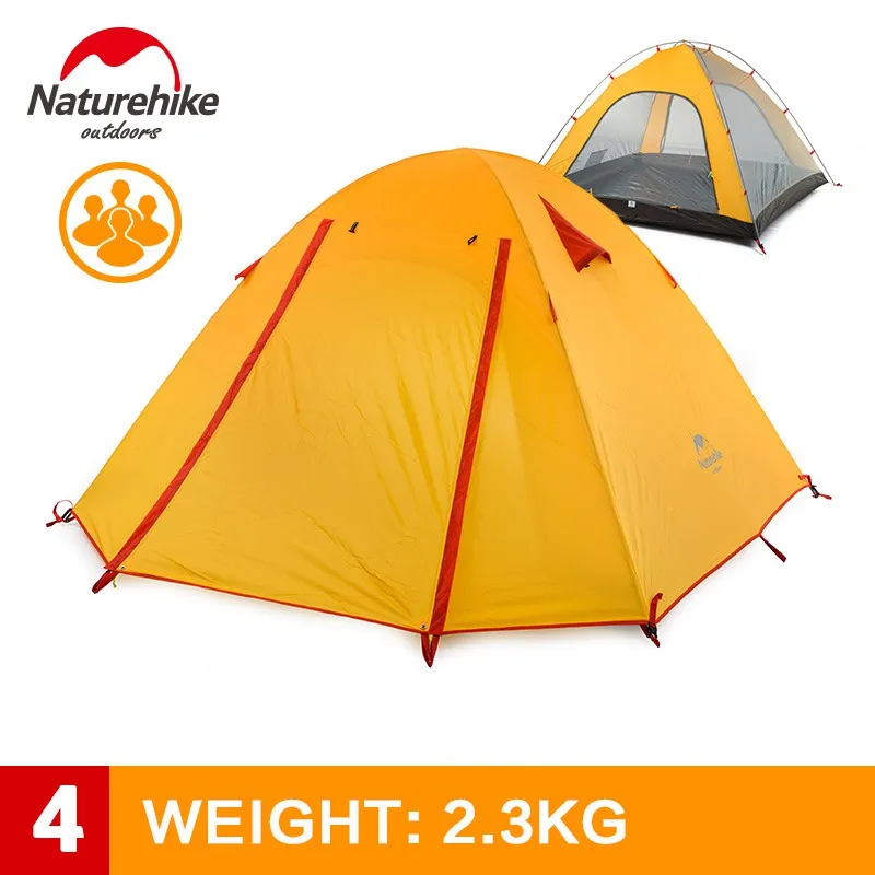 Naturehike открытый кемпинг палатка 2-4 человек алюминиевый полюс водонепроницаемый 5000 мм двойной слой походные путешествия рыбалка палатки - Цвет: 4 orange