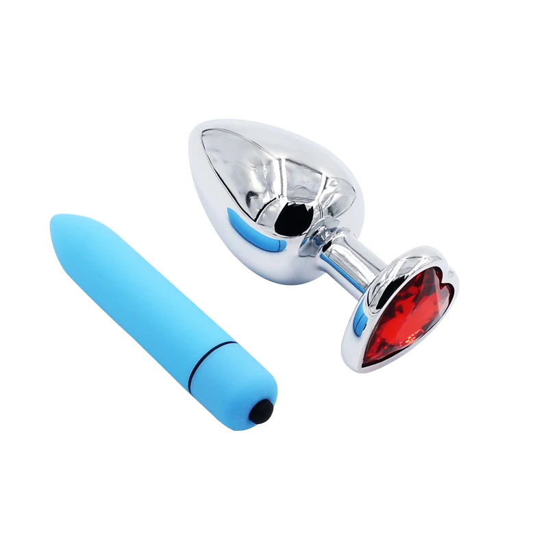 Runyu Sex Shop Blue font b Dildo b font Bullet Vibrator Red Heart Anal Butt Plug