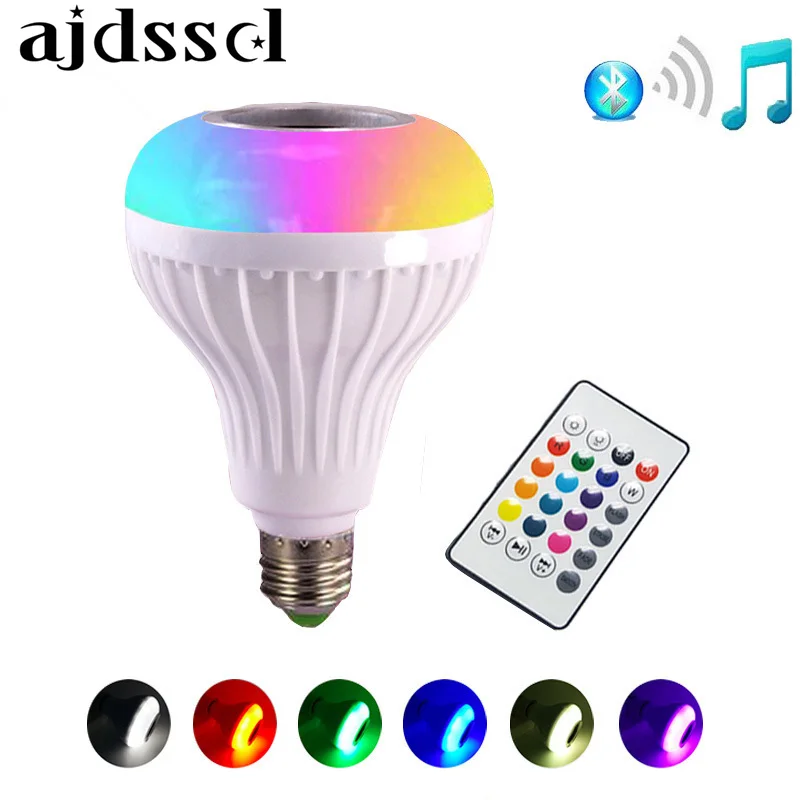 

E27 Smart RGB RGBW Wireless Bluetooth Speaker Bulb 12W Music Playing Dimmable LED Bulb Light Lamp with 24 Keys Remote Controller