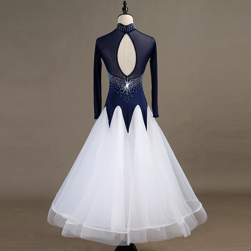 Customized Waltz Dress Ballroom Dance Competition Dresses Standard Dance Dresses Ballroom Dress D0341 Long Sleeve Rhinestones