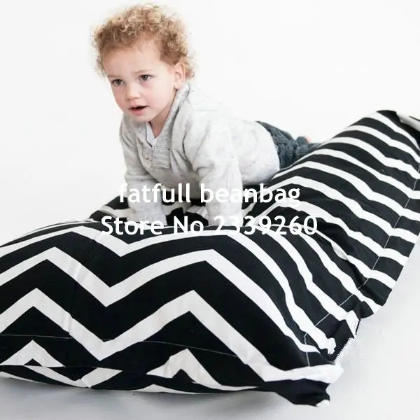 Cover only No Filler-Chevron bean bag chair , black and white zigzag mattress