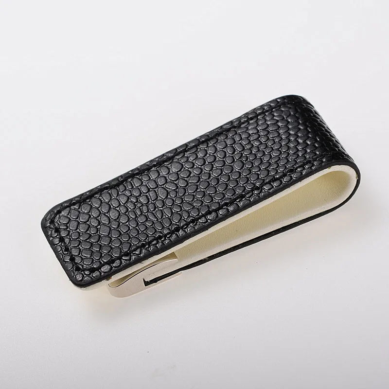 Mens Leather Money Clip Wallet Women Slim Metal Money Holder Couple Safe Wallet Bill Clip Clamp for ML1-046 metal money clip