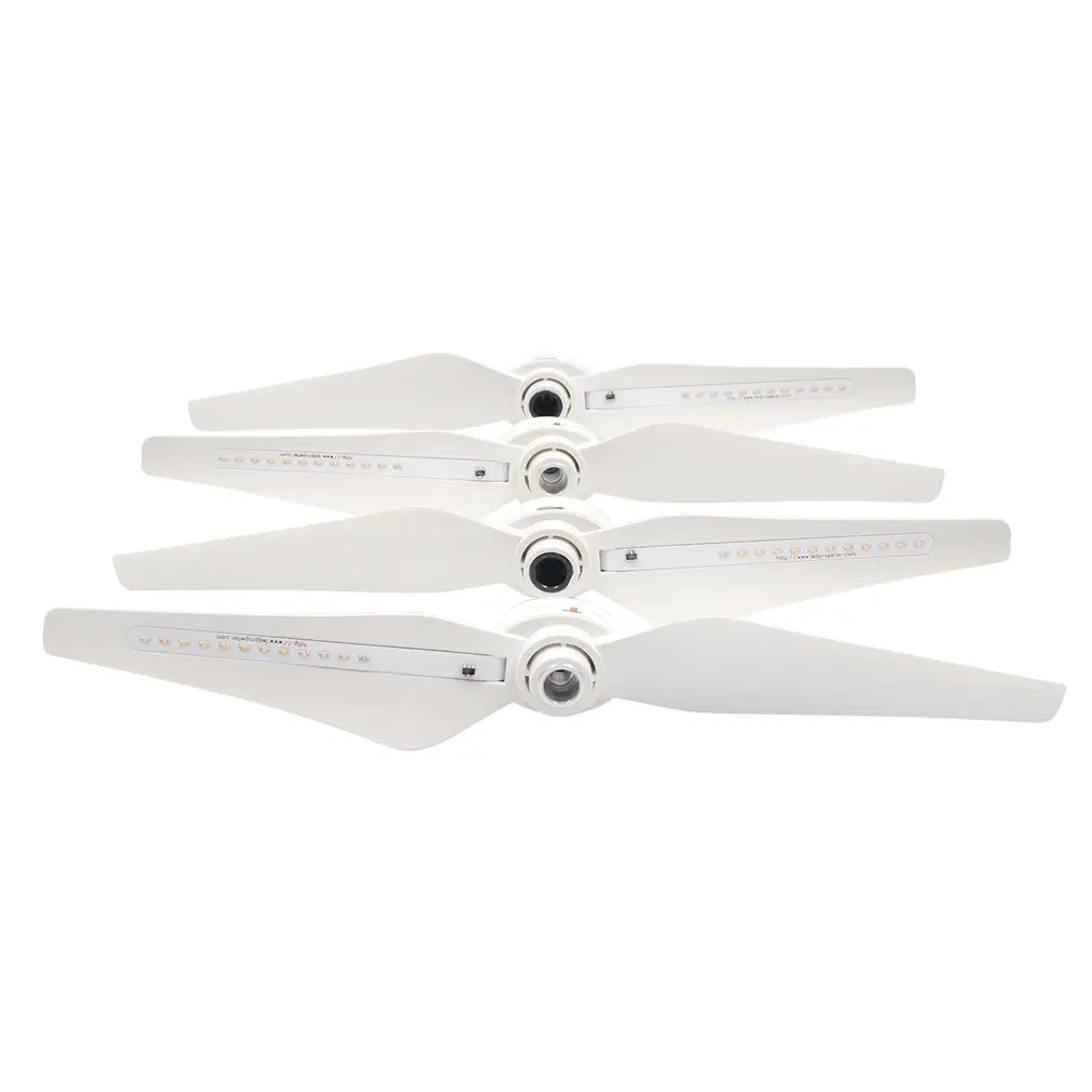 

2 Pair LED Luminous Drone Propellers for DJI Phantom 3 Low Noise Quick Release Aerodynamic Design Built-in 40mah Battery