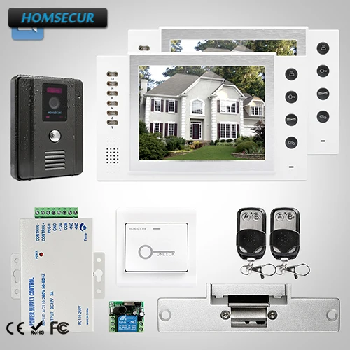 

HOMSECUR 8" Wired Video Door Entry Security Intercom with One Button Unlock TC011-B + TM801R-W