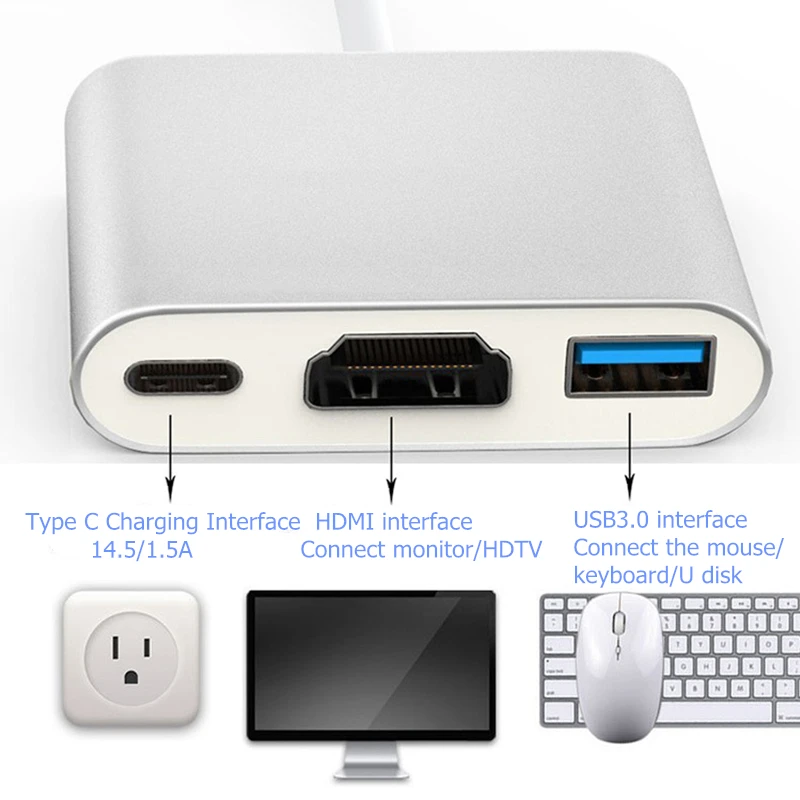 Адаптер Trumsoon Type C к HDMI 4K USB 3 0 1 VGA HUB для Macbook Surface Samsung Dex Huawei xiaomi 10 Монитор ТВ