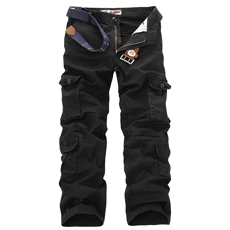 Online 2018 Mens Military Cargo Hosen Multi taschen Baggy Männer Baumwolle Hosen Casual Overalls Armee Taktische Hose keine gürtel Plus größe 46