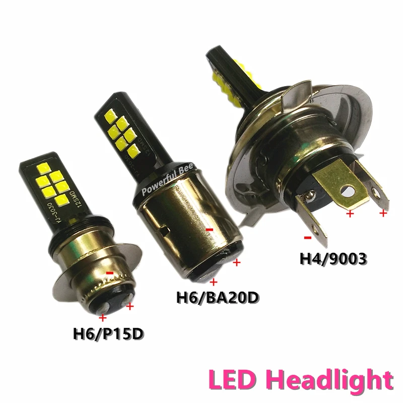 12 Вт* 2 3030SMD холодный белый Светодиодный фонарь H4/9003 H6/BA20D p15d Hi/Lo луч фары для мотоцикла DC12V