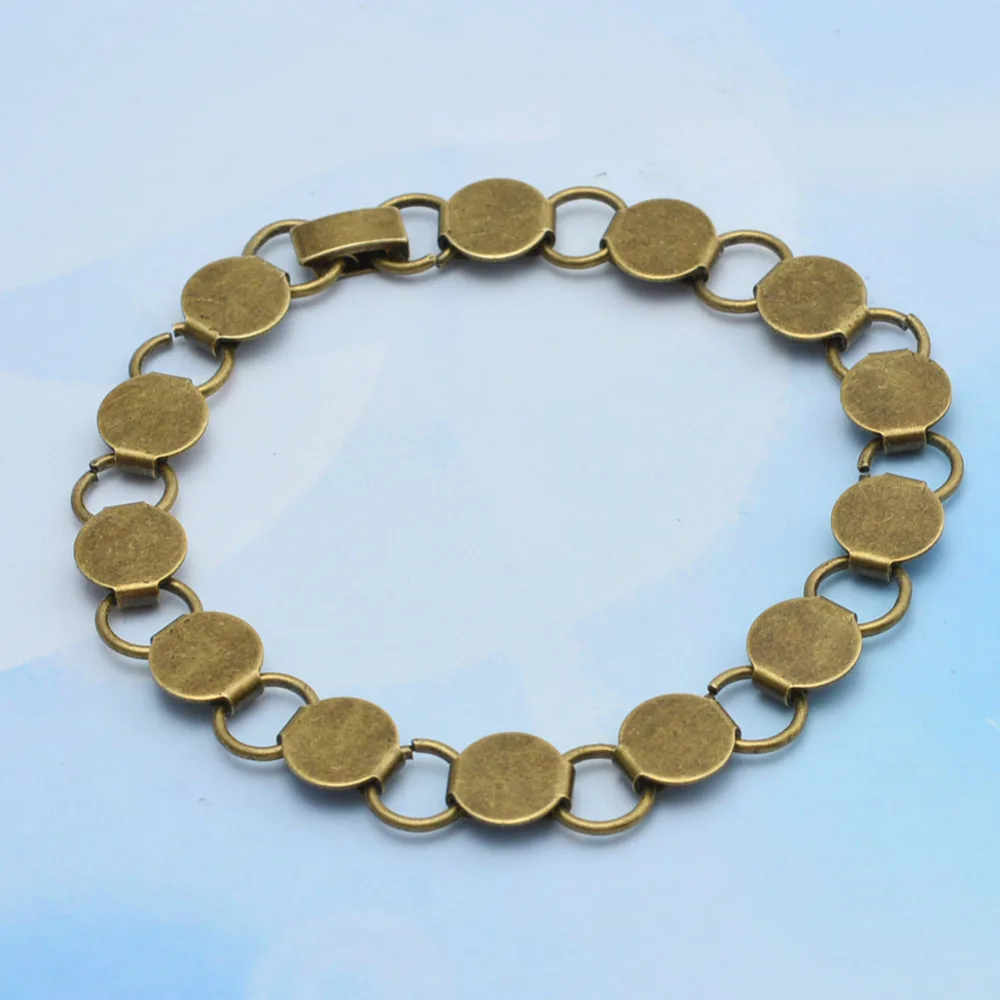 Браслет цепочка с 10 миллиметровым стеклянным кабошоном 22 см 1 шт.|bracelet with|chain