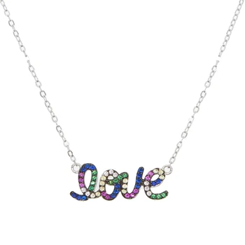 

Link Chain Statement Necklace For Woman Love Letter Necklace 925 sterling silver metal classic design Rose Gold Color Jewelry