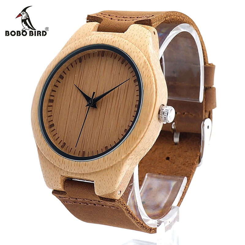 BOBO BIRD LF18 Wrist Watch Branded Men Primitive Quartz Leather Bamboo Wooden Watches Trend for Men Best Gifts