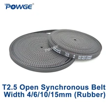 POWGE трапециевидная T2.5 открытым ремня ширина 4/6/10/15 мм шаг 2,5 мм неопреновый каучук стекловолокна T2.5 синхронный шкив