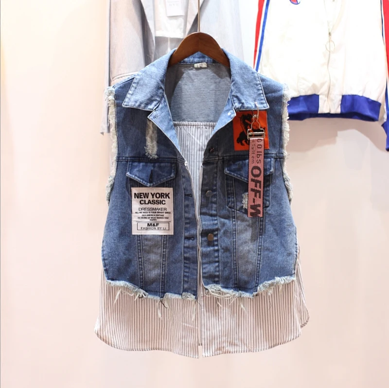 2017 новая весна девушка жилет без рукавов Vintage denim Корейский свободные короткие