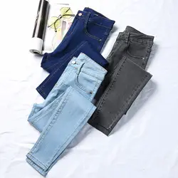 2019 брюки-карандаш, джинсы для женщин, черные джинсы, высокая талия, деним, женские брюки, высокая эластичность, обтягивающие, карандаш