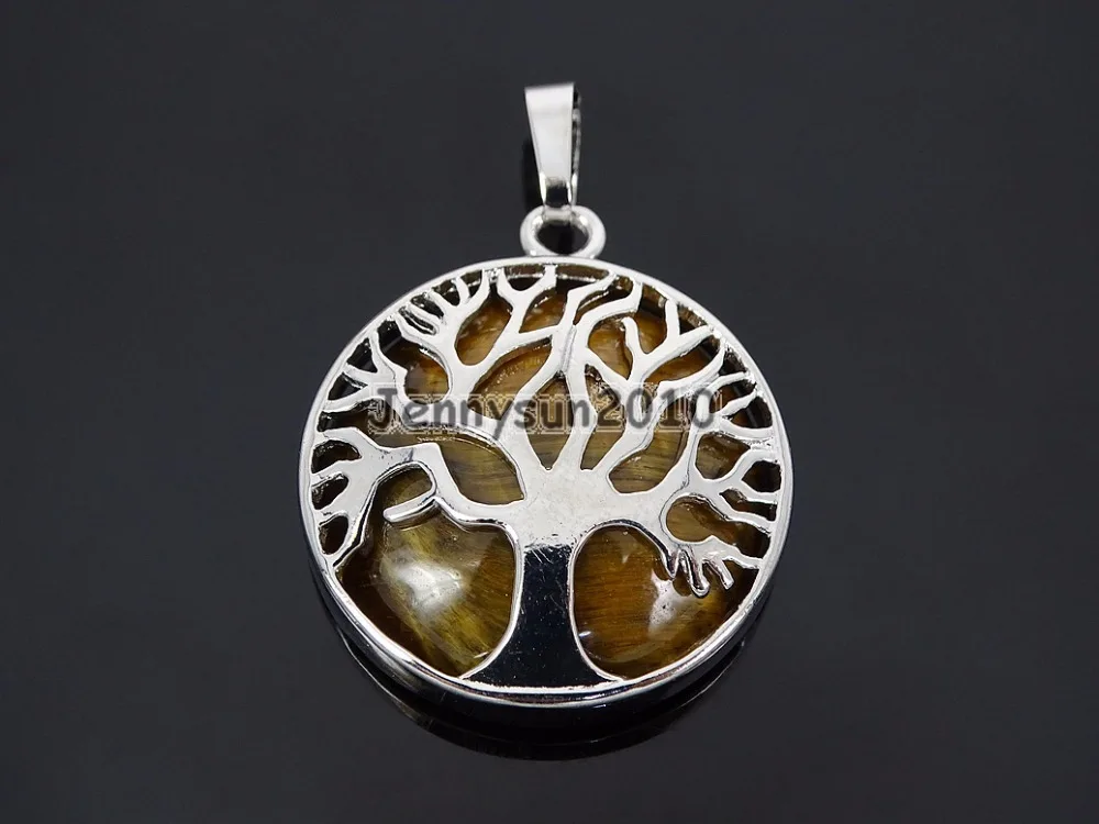

Natural Tiger's Eye Gems Stone Reiki Chakra Tree of Life Healing Pendant Charm Beads Healing Jewelry Design 10Pcs/Pack