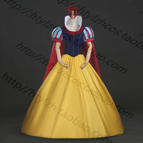 Free shipping Snow White Adult female costume Dexlue A Line Ball Gown ...