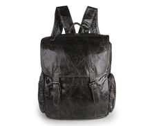 Nesitu Vintage Gray 100 Real Genuine Leather Men Women Backpacks Cowhide Travel Bags M7060