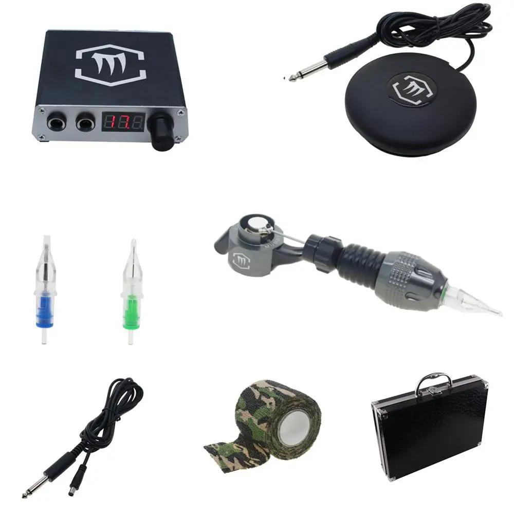 

Rotary Tattoo Machine Gun Kit with Digtal Tattoo Power Supply Needles Grip for Tattoo Supply KT017