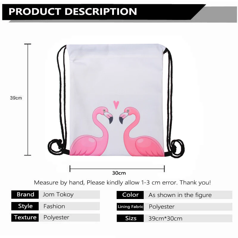 ЛОМ токойское Drawstring сумка 3D печати Фламинго Mochila Feminina рюкзак на шнурке Для женщин ежедневно Повседневное девушки ранец 29032