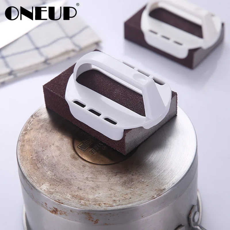 

ONEUP Emery Sponge Nano Melamine Magic Eraser Kitchen Removing Rust Tool Sponge Cleaning Brush Descal Clean Rub Pot With Handle