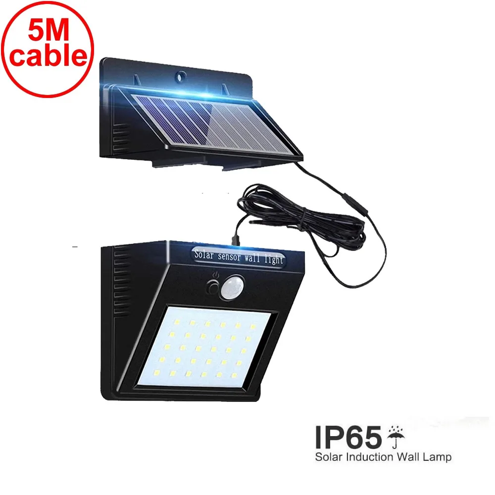 

30 leds solar light split panel bulb led lamp waterproof motion 3 modes wall security street deck decor fence lights for home