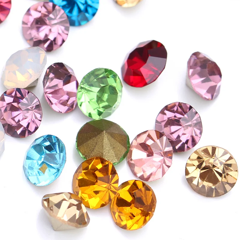 

144pcs 4mm Crystal Glass Rhinestone Colorful Diamond Round Pointback Glue On Craft Beads for Garments Nail Art Decoration B1125