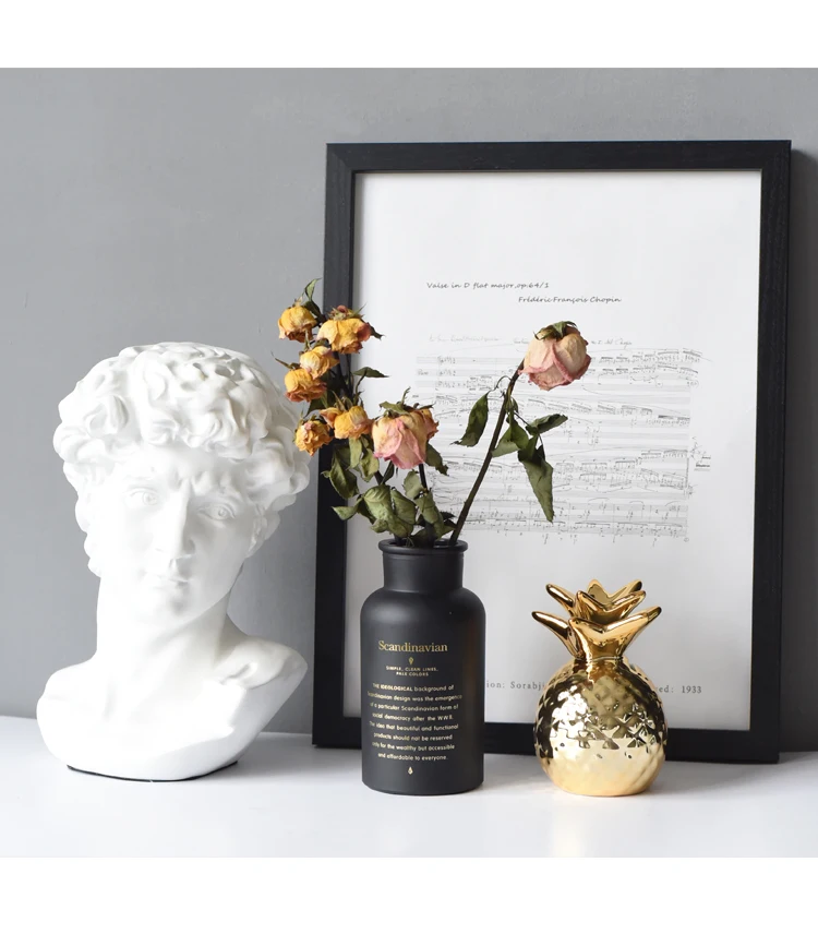 Скандинавская стеклянная ваза с креативными буквами, черная/белая ваза с сушеными цветами, вставленные настольные украшения, украшение для дома и офиса