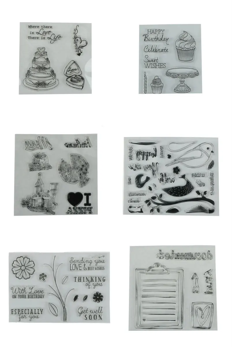 

1pc Kid Stamps Bird Rabbit Flower Cake Love Candle Clear Silicone Transparent Stamp For Scrapbooking DIY Decor Tools 7Styles