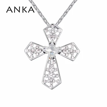 

ANKA silver color cross crystal pendant necklace with luxury crystal charm jewelry for women Crystals from Austria #121781